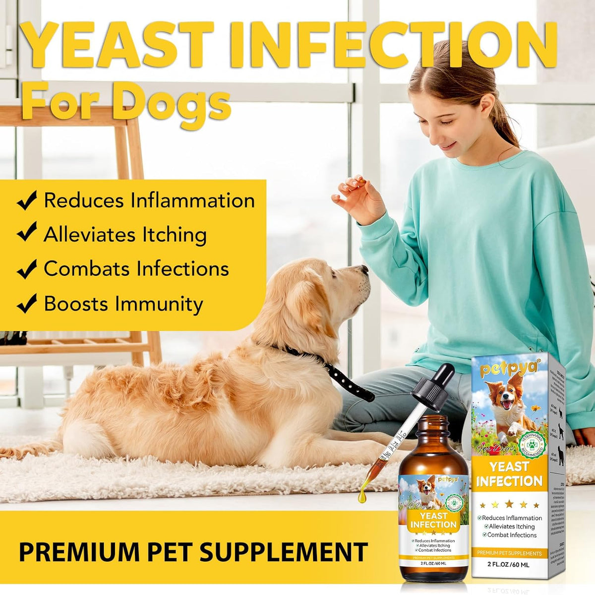 Yeast Infection Treatment for Dogs, Natural Yeast Infection Treatment Drops for Dog Itch Relief
