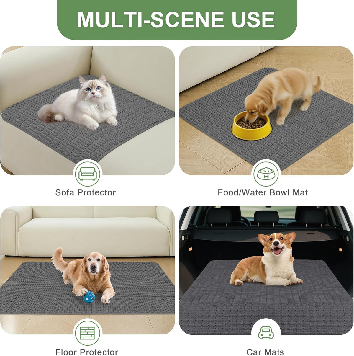 Washable Pee Pads for Dogs, 2 Pack Reusable Puppy Pads Dog Pads, Non-Slip Dog Pee Pads, Leakproof
