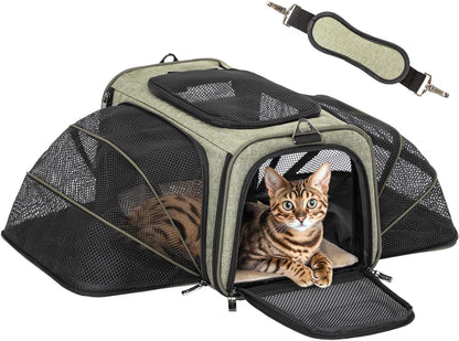 Petsfit Expandable Rabbit Carrier Bunny Carriers, 16 Inch Airline Approved Pet Carrier with 2