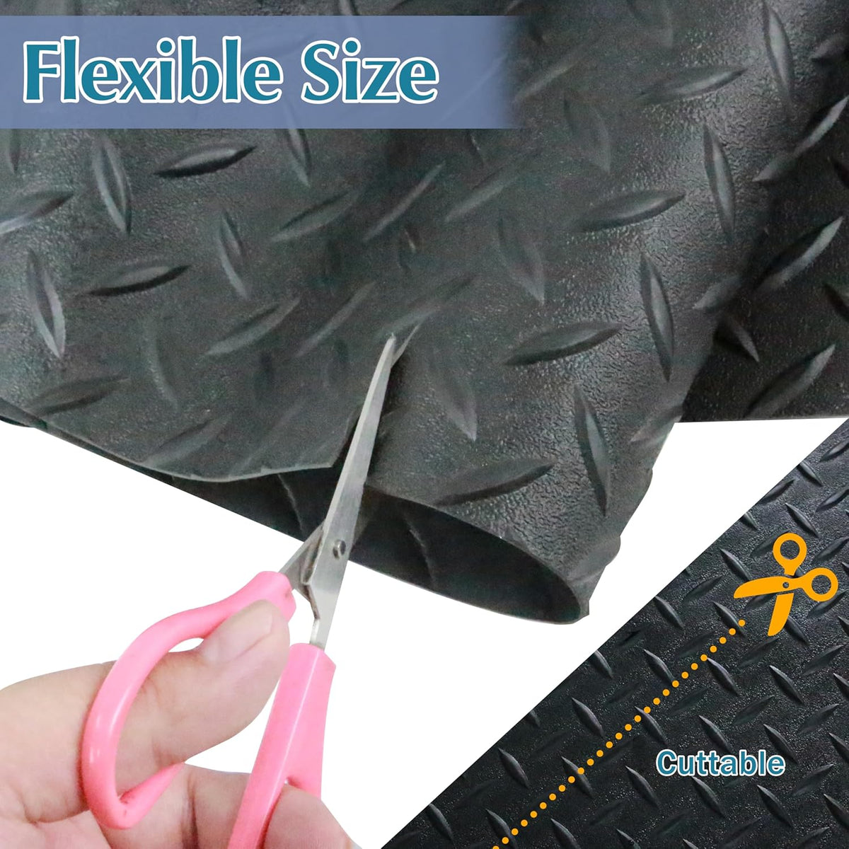7.5 x 17 FT Garage Floor Mat,2.5 mm Thickness Diamond PVC Garage Flooring Roll, Anti-Slip Shop