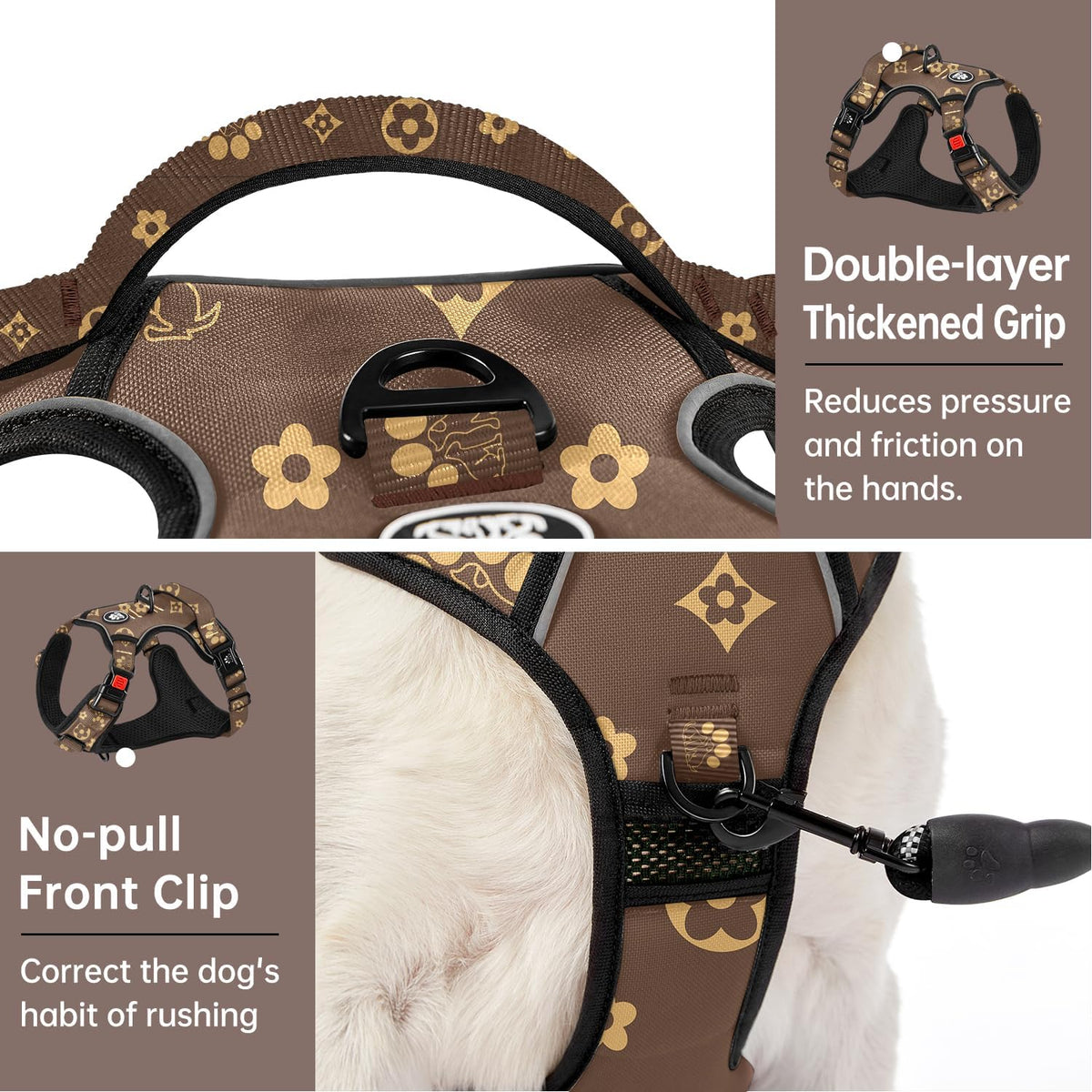 IVY&LANE No Pull Dog Harness with Leash Set, Reflective No Choke Pet Vest,Adjustable Oxford Dog
