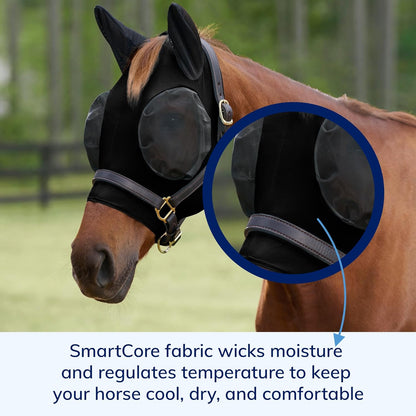 SmartEquine Comfort Fly Mask with SmartCore Technology | UV Horse Mask | UPF 50 | Forelock Hole |