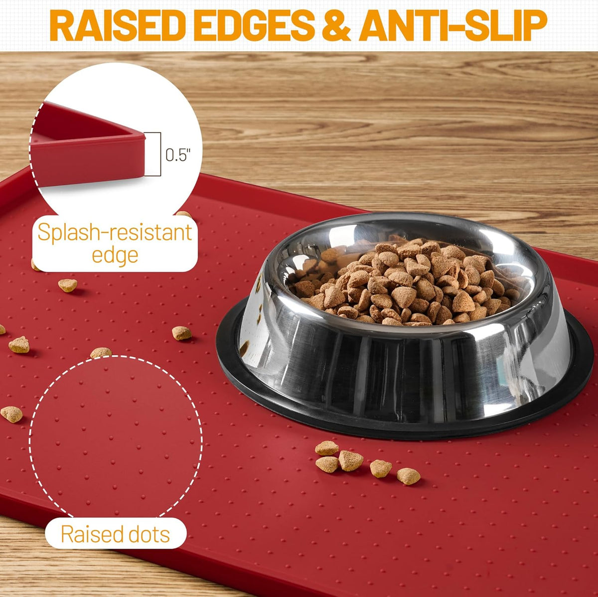 Hubulk Dog Feeding Mat,100% Waterproof Food Grade Silicone Pet Food and Water Bowl