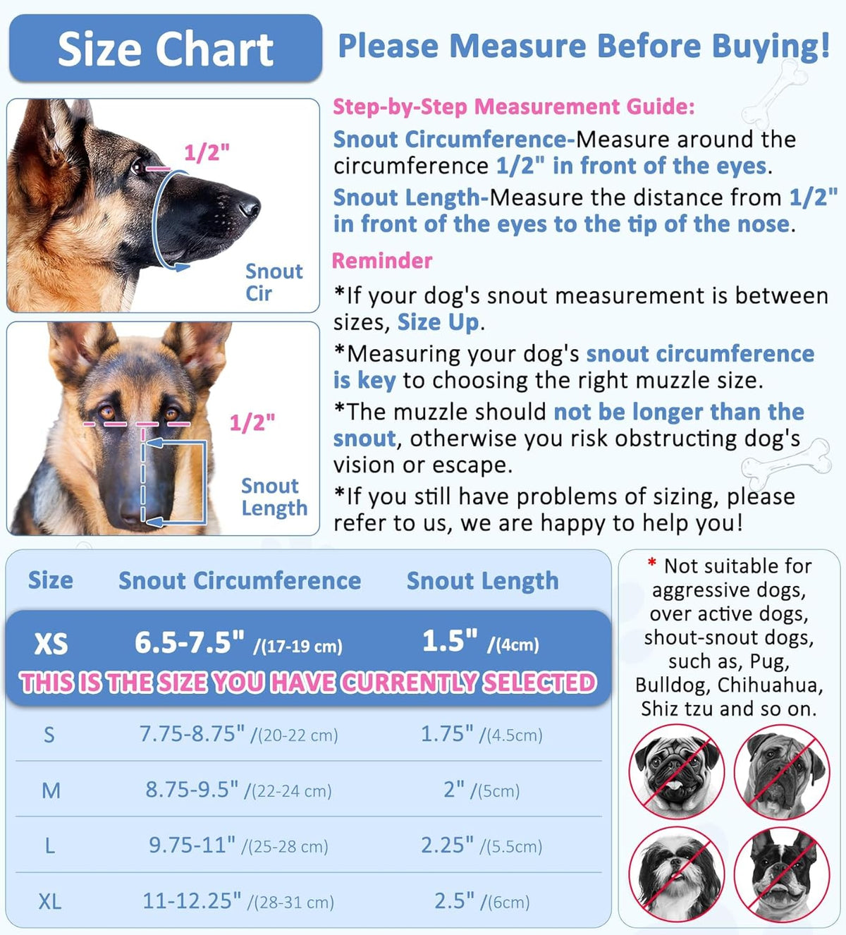 LUCKYPAW Dog Muzzle, Soft Muzzles for Large Medium Small Dogs to Prevent Biting Chewing with Ring