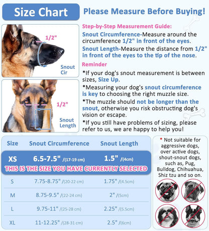 LUCKYPAW Dog Muzzle, Soft Muzzles for Large Medium Small Dogs to Prevent Biting Chewing with Ring