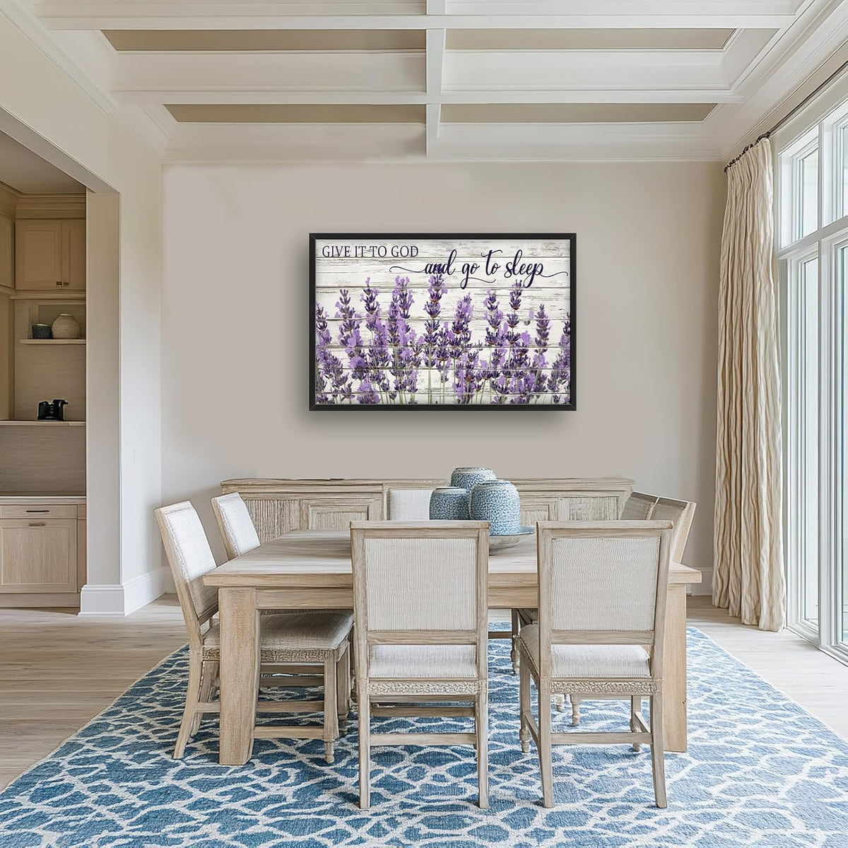 Large Lavender Wall Art for Living Room, Framed Oversized Rustic Floral Wall Decor Christian Give