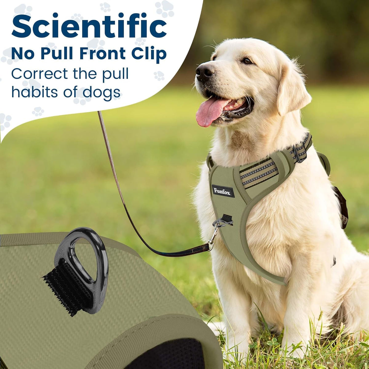 Funfox Dog Harness No Pull, Adjustable Pet Vest Harness, Super Soft Material with Vertical Handle