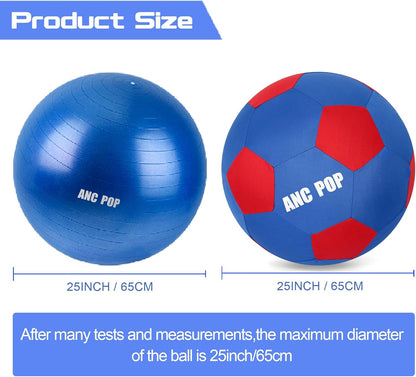 Herding Ball for Dogs Horse Ball & Cover 25" for Horses Large with Hand Pump for Play, Blue and Red