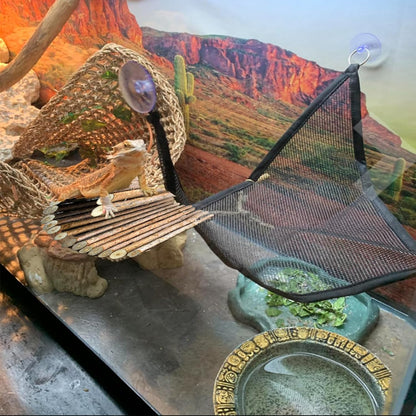 kathson Reptile Hideout Wooden Bridge Bearded Dragon Hammock Reptiles Jungle Climbing Vines