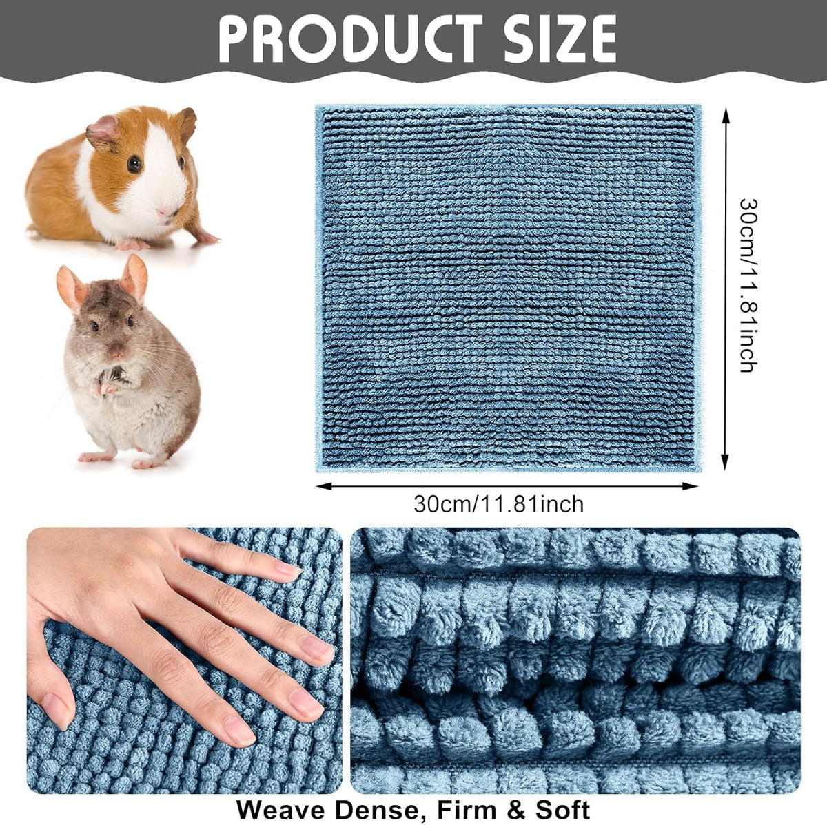 Amylove 4 Pcs Guinea Pig Cage Liner Guinea Pig Bedding Washable Fleece Pee Pads Reusable Small