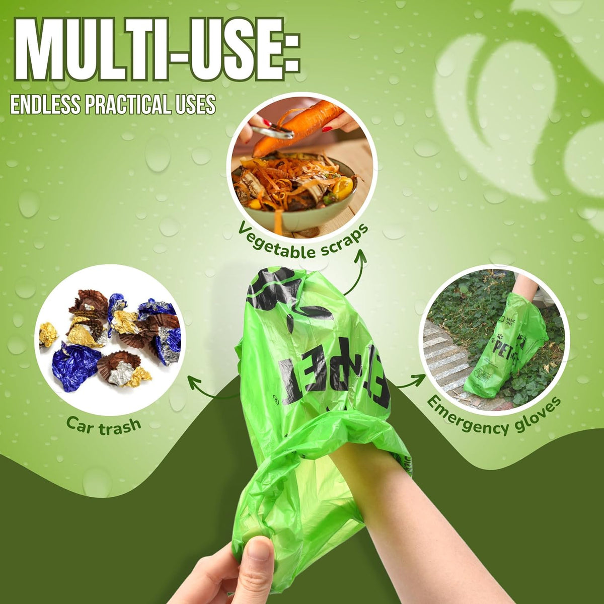 Pet N Pet 1080 Counts Green Poop Bags for Dogs, 41% Plant Based & 59% PE Extra Thick Dog Poop Bags