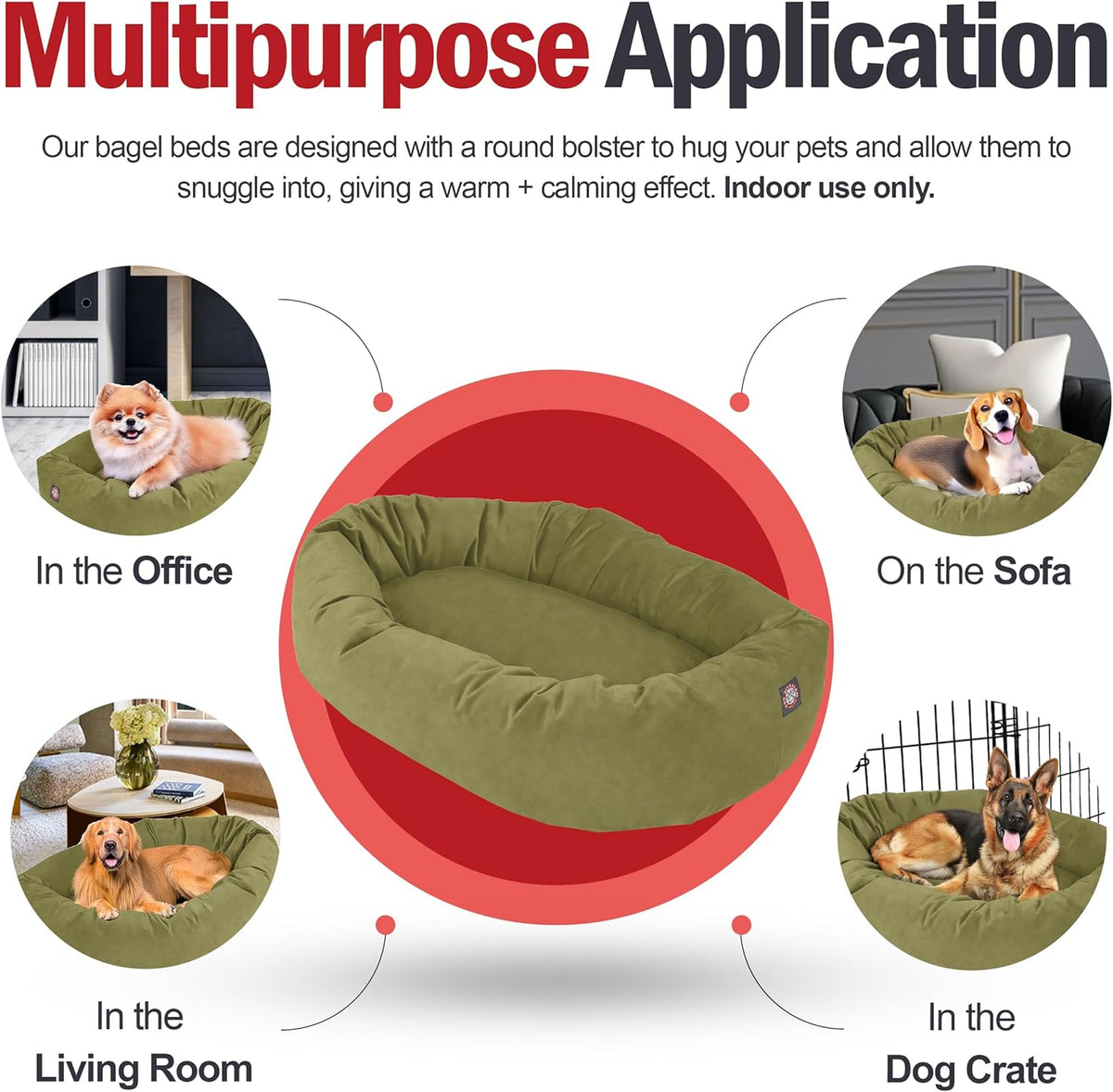 Majestic Pet 40 Inch Suede Shredded Memory Foam Mix Calming Large Dog Bed Washable 40 x 29 x 9