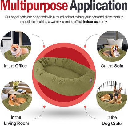 Majestic Pet 52 Inch Suede Calming Dog Bed Washable 52x35x11 (Inch) – Cozy Soft Round Donut Dog Bed