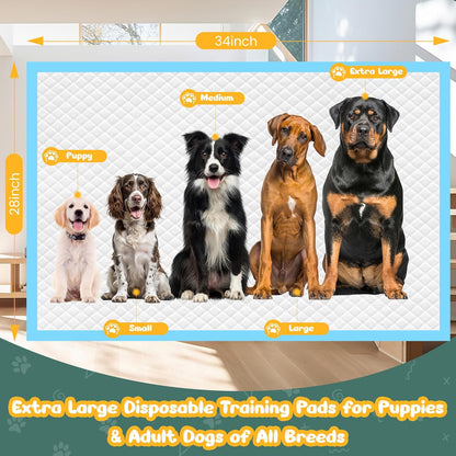 100 Count Extra Large Dog Pee Pads 28" x 34", Super Absorbent X-Large Puppy Pads Disposable