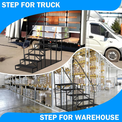 RV Stairs 6 Step Ladder, RV Steps Anti-Slip, Hot Tub Steps with Handrail, 660 lbs RV Ladder for 5th