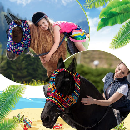 Frienda 4 Pieces Horse Fly Masks with Ears Face Covering UV Protection from Insect Pests Elasticity