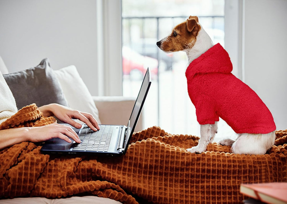 Fuzzy Dog Sweaters for Small Dogs Dog Hoodie Pet Clothes Warm Soft Cozy Coats Hooded Sweatshirt