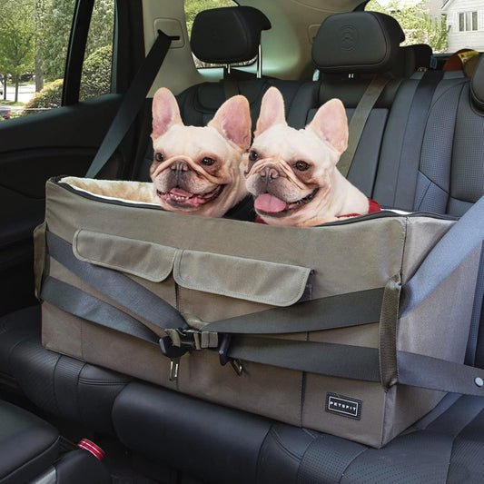 Petsfit Dog Booster Seat for 2 Small Dogs or Medium Dog up to 55 lbs, Large Dog Car Seat with 2 Big
