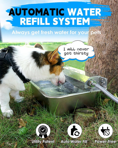 Automatic Dog Water Dispenser, 2 Gallons 304 Stainless Steel Dog Water Bowl for Indoor/Outdoor