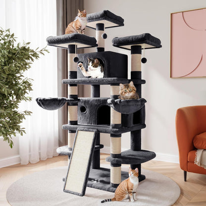 SHA CERLIN 68 Inches Multi-Level Large Cat Tree for Large Kitties/Big Cat Tower with Condo/Cozy