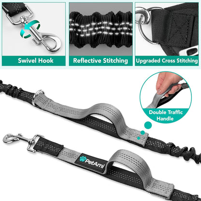 PetAmi Premium Hands Free Dog Leash for 2 Dogs, Adjustable Waist Belt Leash for Dog Walking, Fanny