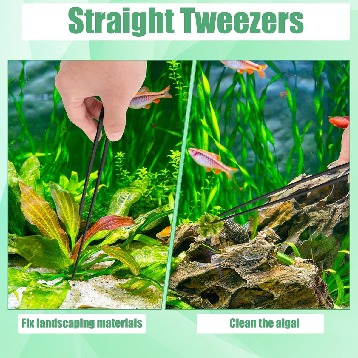 Aquarium Aquascape Tools Kit, 4 in 1 Anti-Rust Aquatic Plant Aquascaping Tool Stainless Steel Black