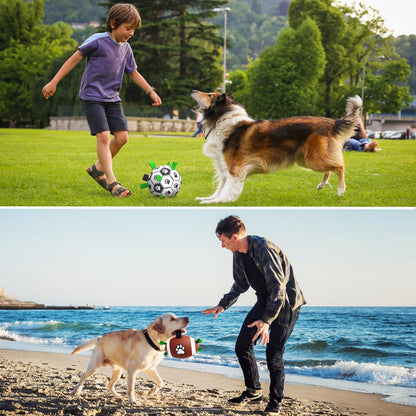 QDAN Dog Soccer Ball Football Set - 2 PCS Dog Balls with Strap for Tug of War, Soccer Ball Football