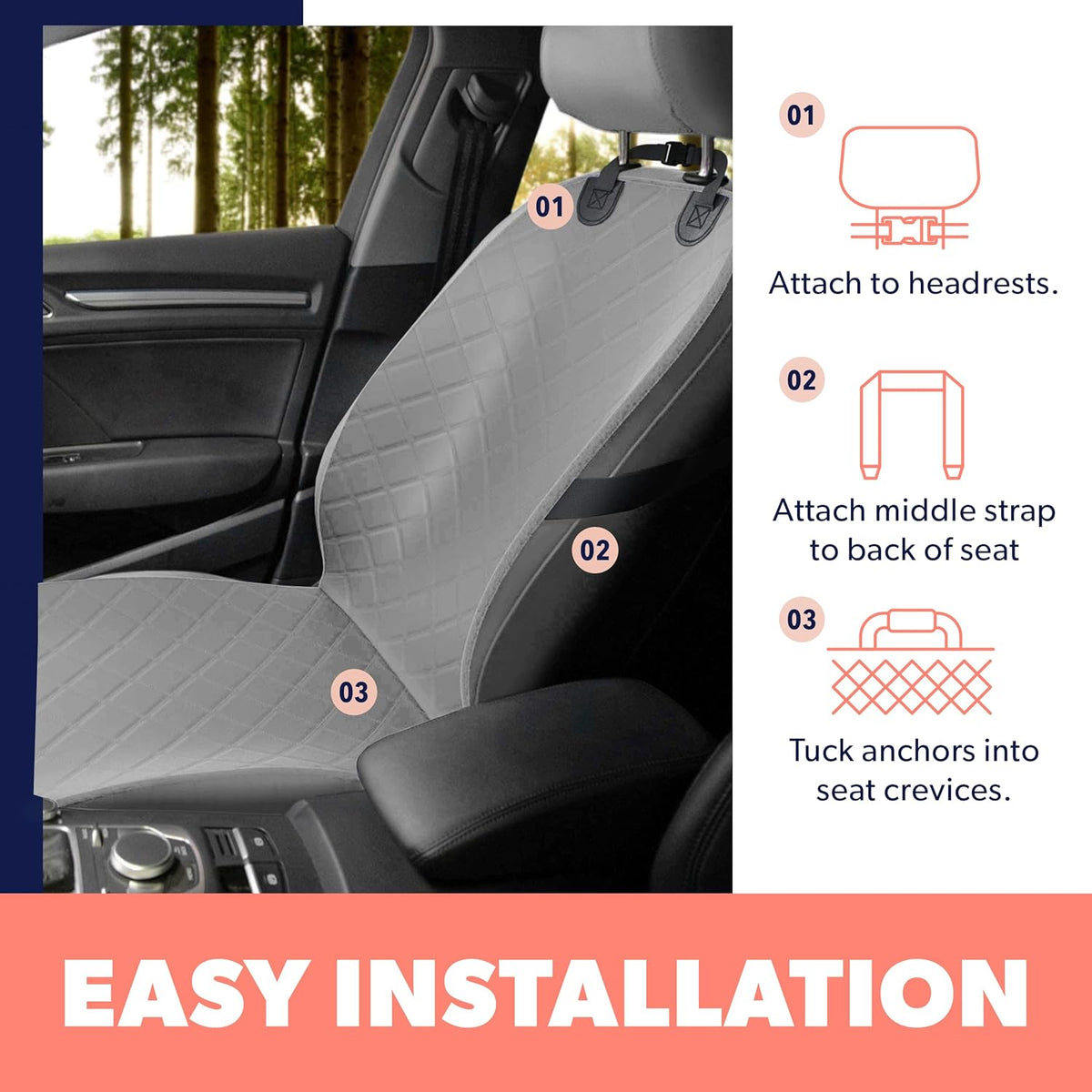Active Pets Dog Car Seat Cover, Waterproof Front Seat Protector for SUV Truck Sedan, Pet Safety