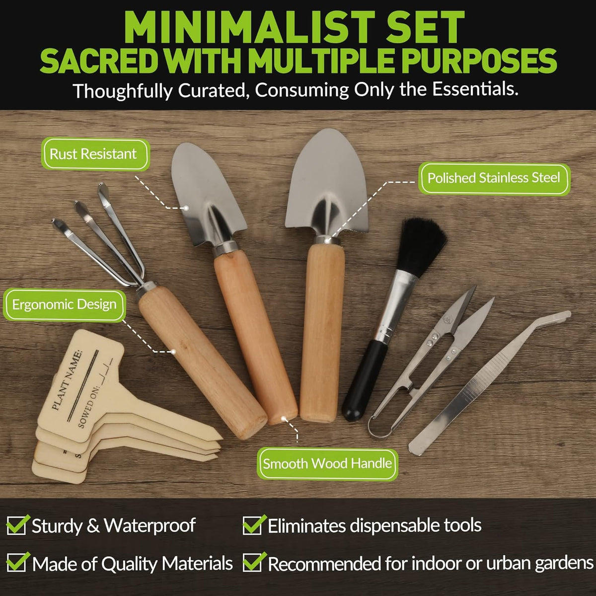 Indoor Garden Tools for Gardening - KiiZYS 12-Piece Small Garden Tools Set - Indoor Gardening Gifts