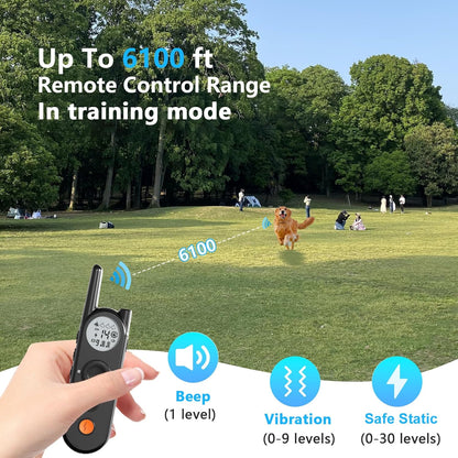 Wireless Dog Fence, 3500FT Fence Range, 6100FT Remote Training, 185 Days Rechargeable, IPX7