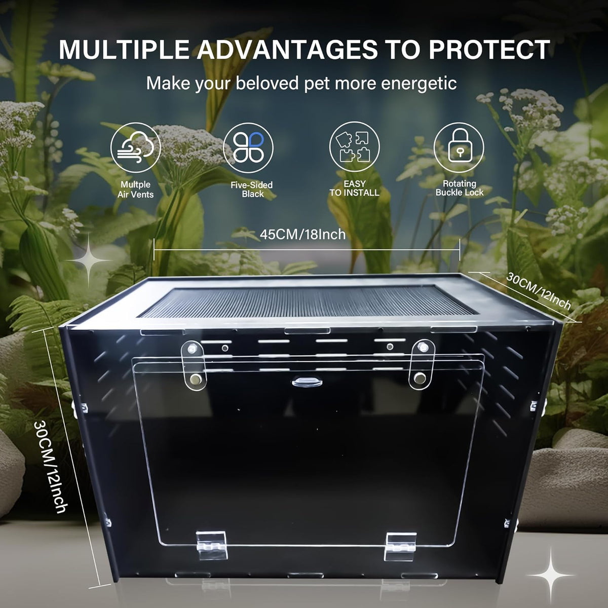 10 Gallon Reptile Tank – Reptile Enclosure for Leopard Geckos, Snakes & Bearded Dragons – Lizard