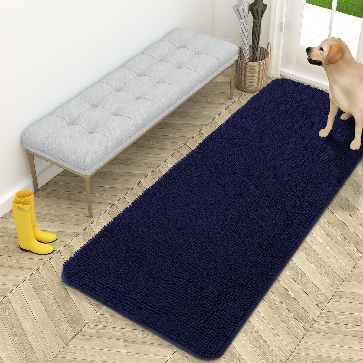 OLANLY Dog Door Mat for Muddy Paws 59x24, Absorbs Moisture and Dirt, Absorbent Non-Slip Washable