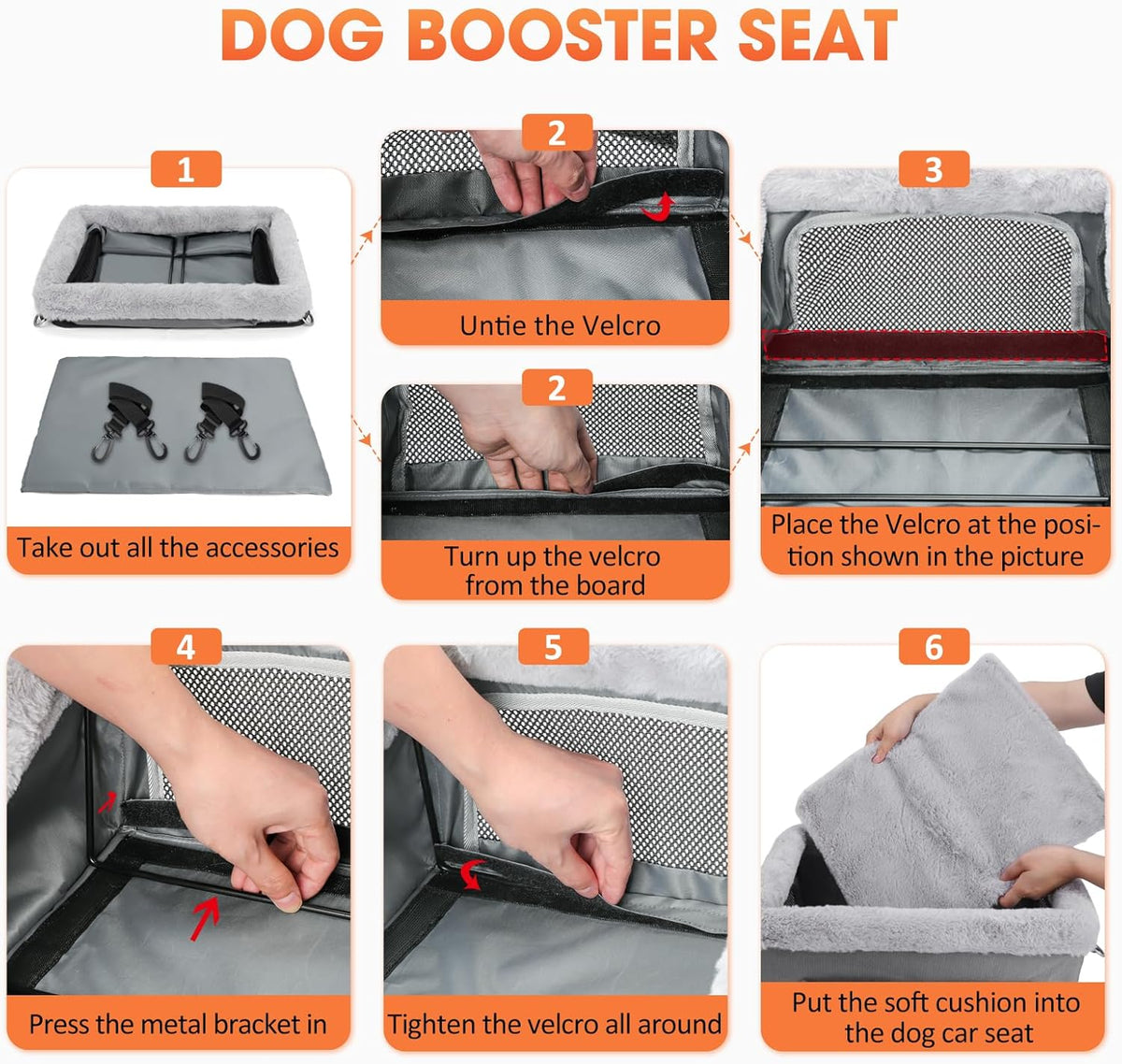 JOEJOY Deluxe Dog Booster Seat with Sturdy Metal Frame and Safety Leash for Small Pets up to 20 lbs
