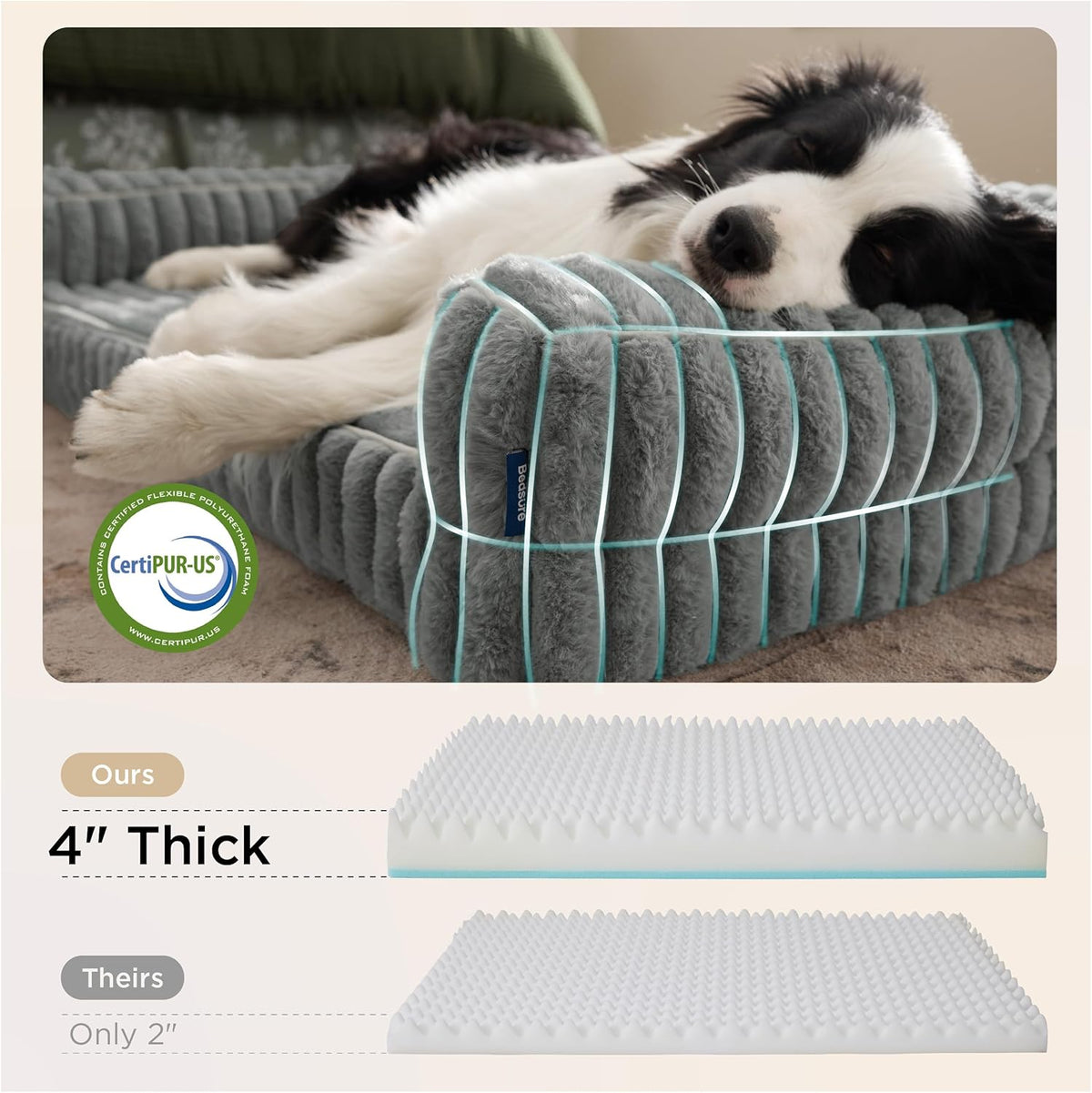 Bedsure Orthopedic Dog Beds for Extra Large Dogs, Waterproof Memory Foam XL Pet Bed with Sides