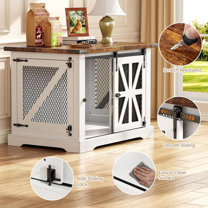 VOPEAK 43.3" XL Dog Crate Furniture, Chew Resistant Dog Crate for Medium Large Dogs, Heavy Duty