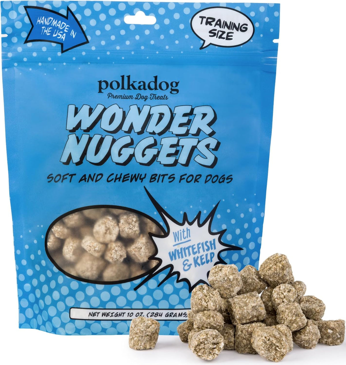 Polkadog Wonder Nuggets – Soft & Chewy Dog Treats with Wild-Caught Whitefish & Kelp – Healthy