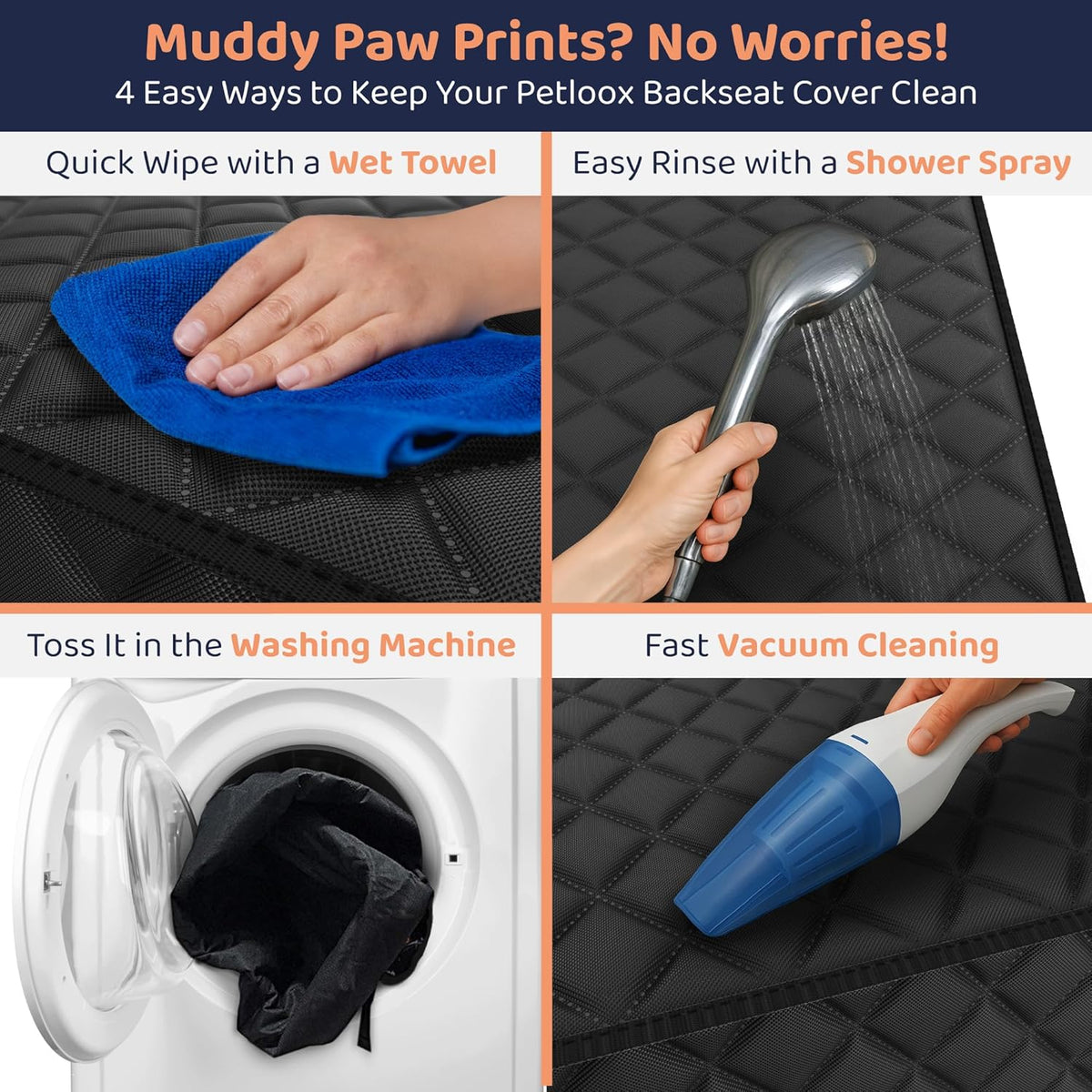 Dog Car Seat Cover for Back Seat, Waterproof Hammock for Car, SUV & Truck, Non-Slip Backseat Cover