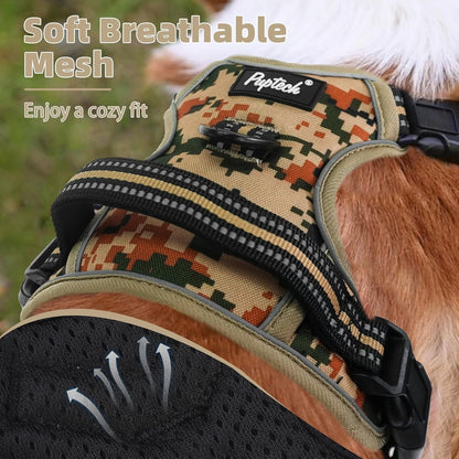 PUPTECK No Pull Dog Harness for Large, Adjustable Reflective Dog Harness with Handle Easy Control