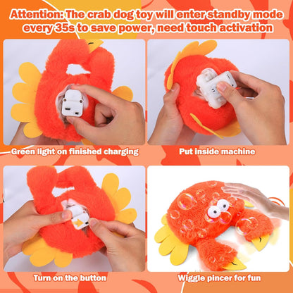 Interactive Dog Toys, Crab Dog Toy that Wiggle Pinchers, Dog Toys to Keep Them Busy, Touch