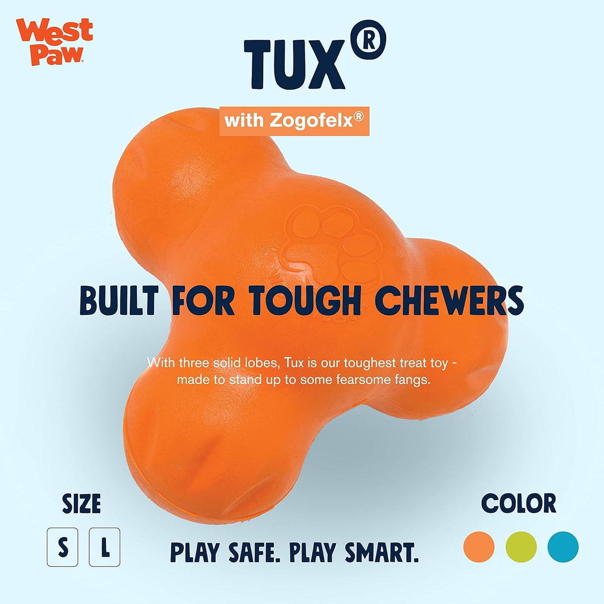 West Paw Zogoflex Tux Interactive Treat Dispensing Dog Chew Toy for Aggressive Chewers, 100%