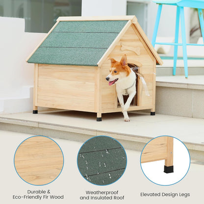 Solid Wood Dog House Comfortable Outdoor Shelter for Medium-Sized and Smaller Dog Sturdy, Durable