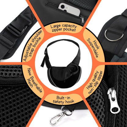 YUDODO Pet Sling Carrier for Small Dogs & Cats – Hands-Free Puppy Carrier with Safety Hook, Large
