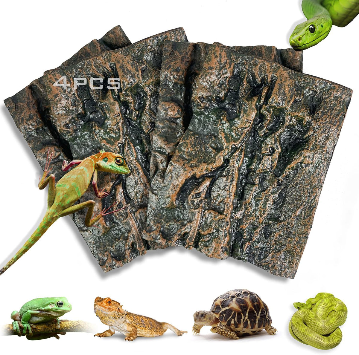 4pcs Rock Terrarium Background,3D Reptile Tank Background Board,Amphibian Stereo Backdrop
