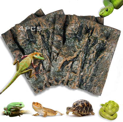 4pcs Rock Terrarium Background,3D Reptile Tank Background Board,Amphibian Stereo Backdrop