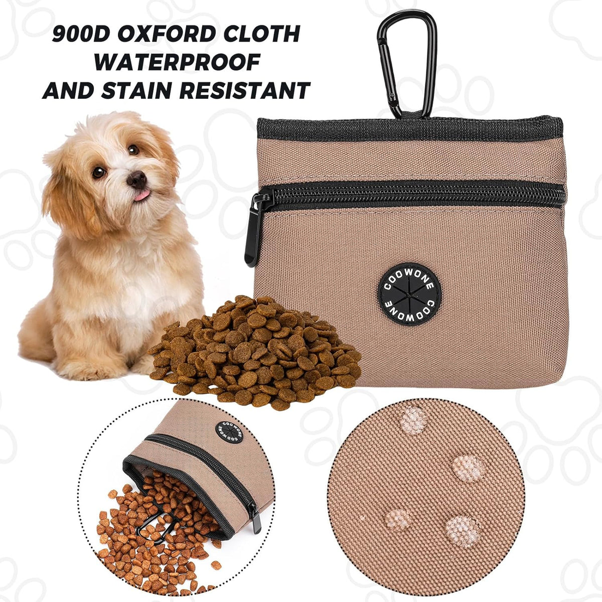 COOWONE Dog Treat Pouch with Pet Training Clicker, Detachable Dog Puppy Training Treat Bag, 900D
