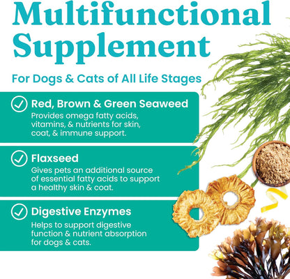 Solid Gold Cat & Dog Multivitamin Powder - Kelp Powder, Omega 3 & Vitamins for Dental, Digestive