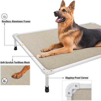 Veehoo Chew Proof Elevated Dog Bed - Cooling Raised Pet Cot - Silver Aluminum Frame and Durable