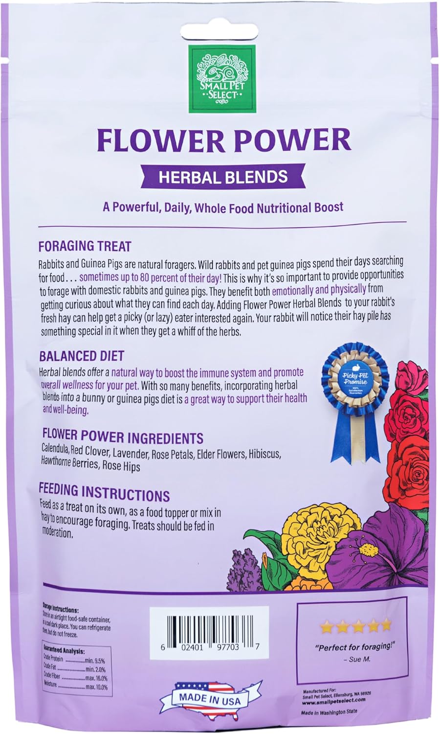 Small Pet Select - Flower Power Herbal Blend, a Natural Herbal Treat for Rabbits and Guinea Pigs