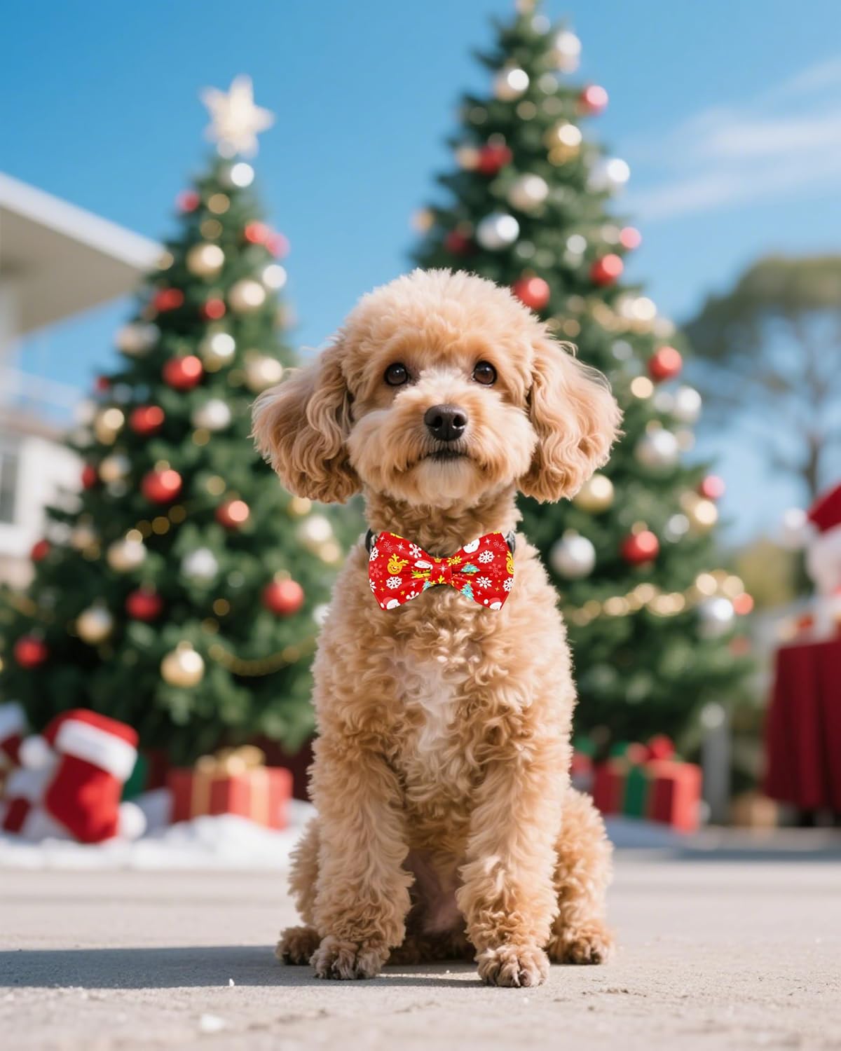 PET SHOW 10 Pack Christmas Small Dog Bow Ties Sliding Collar Attachments Puppy Cats Xmas Tree