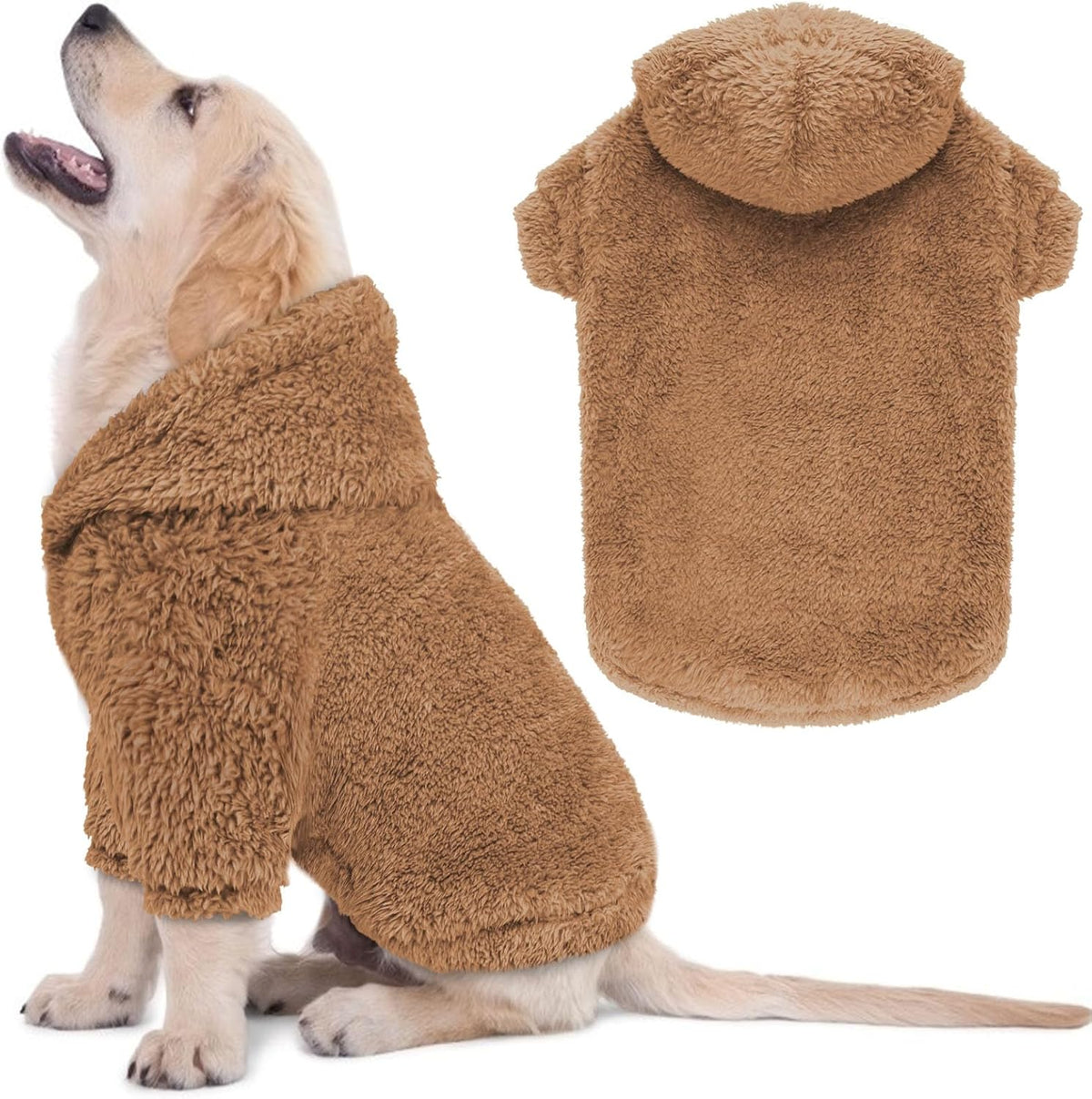 Fuzzy Dog Sweaters for Small Dogs Dog Hoodie Soft Double-Sided Plush Fleece Pet Sweater Pet Clothes